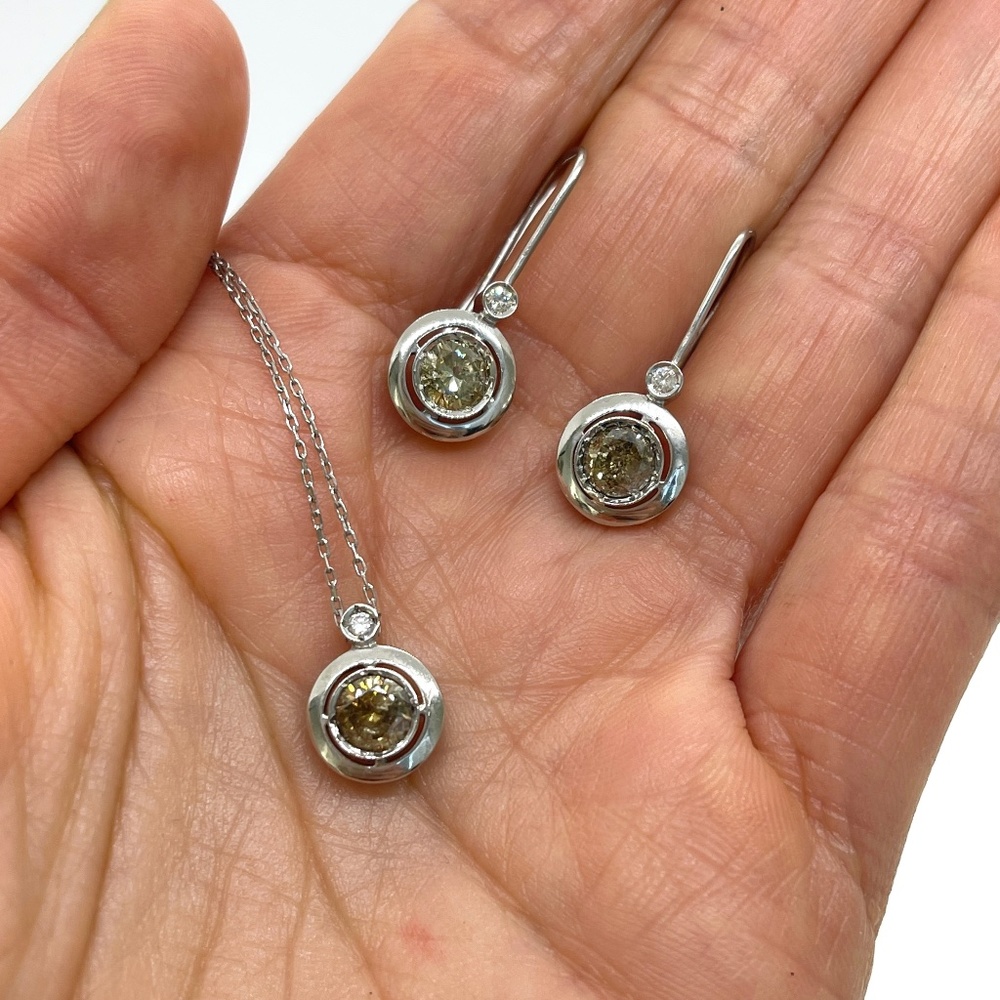 Champagne Diamond Pendant And Drop Earrings Set